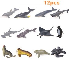 12pcs Shark Whale Sea Animal Toy PVC Action Figure Doll Kids Toys Party Gifts