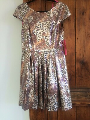 betsey johnson leopard sequin dress Women's Slip Dress in Brown/Black | Size Small