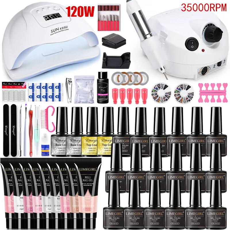 Nail Set 120/54W Nail Lamp Nail Dryer 35000RPM Nail Drill Gel Nail Polish Sets-image