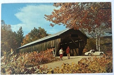 Greetings from Indiana "Hoosier State" Covered Bridge Sports Car c1960s Postcard