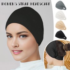 Women's Strap Headscarf Soft Muslim Hijab Underscarf Caps Cotton Stretch Turban