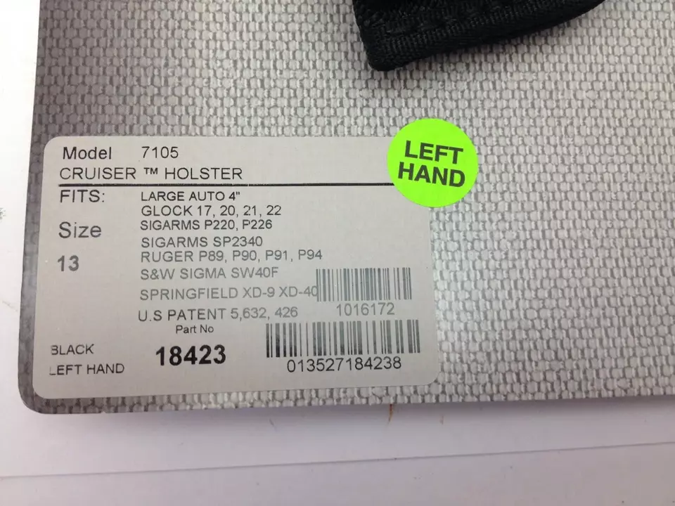 BIANCHI CRUISER ACCUMOLD Sz. 13 THUMB SNAP MODEL 7105 BLACK HOLSTER GLOCK SIG LH - Image 2 of 4