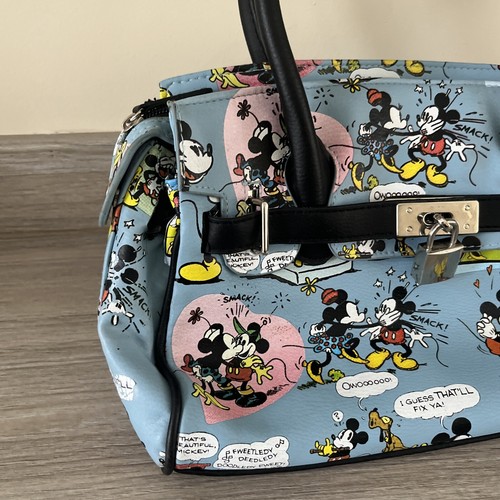 Disney - Light Blue Mickey & Minnie Mouse - Retro - Comic Handbag - Pre-Loved - Picture 3 of 10