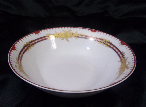 Vintage Pegasus Fine Porcelain China White/RED Gold Trim 9" Round Serving Bowl - Picture 3 of 8