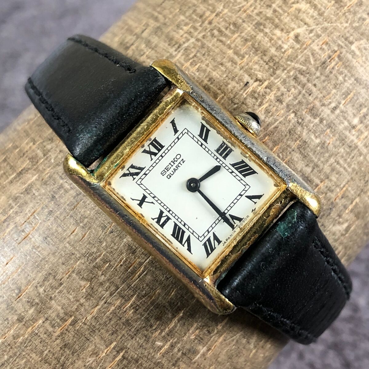 Seiko Women 1400-5030 Black Leather Square Stainless Steel Seiko Women 1400-5030 Black Leather Square Stainless Steel