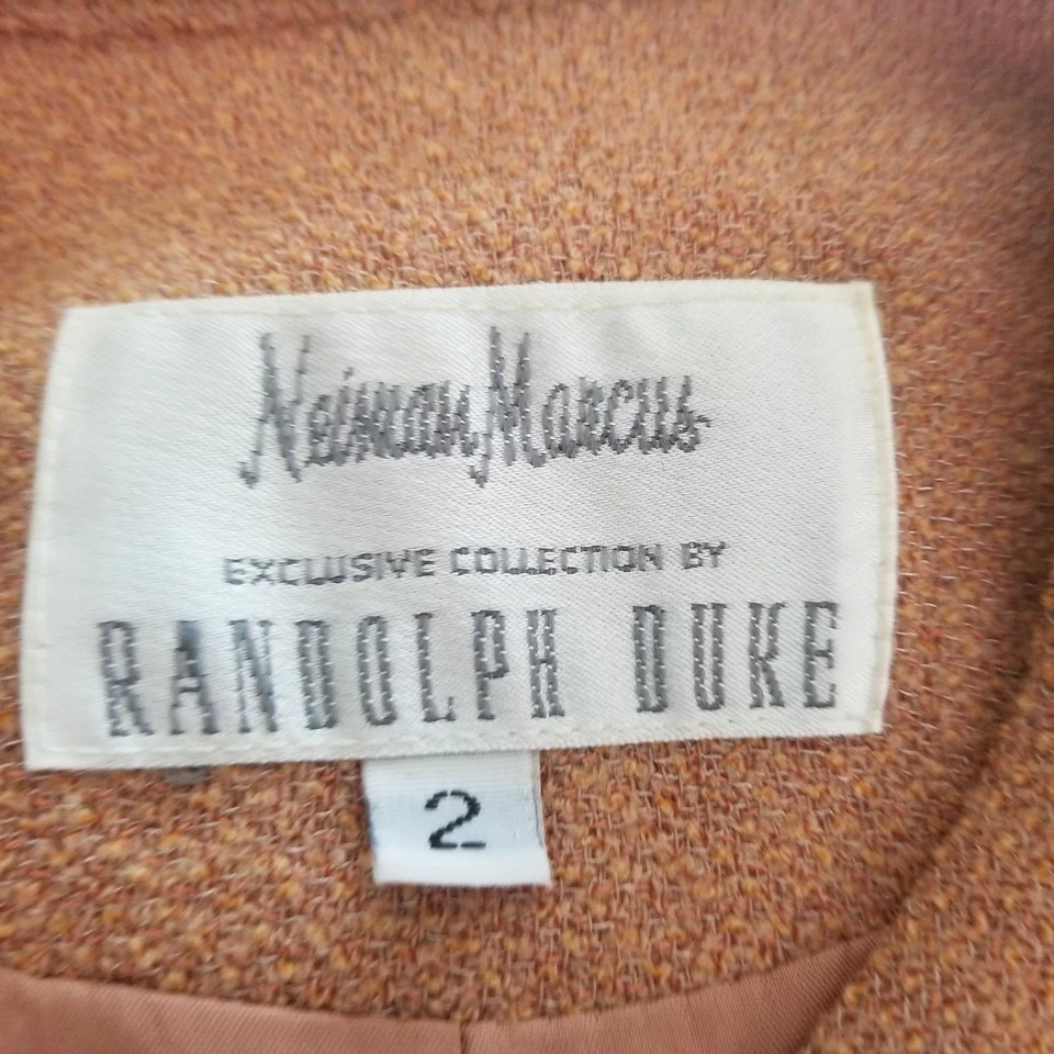 Chaqueta De Colección Neiman Marcus Randolph Duke Mezcla Lana Albaricoque 2 Carreras Foto 4 de 4