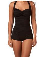 New Arrvial~ Elegant Retro Inspired Boy-Leg One Piece Ruched Monokinis Swimsuit