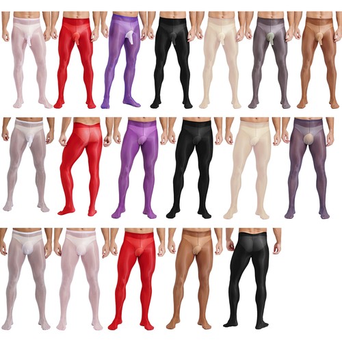 Mens Pantyhose Nylon Tights Skinny Bodystocking See Through Gay Pouch Clubwear - Bild 4 von 122