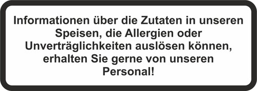 Allergie Hinweis 2x Aufkleber 17x6 cm Allergenkennzeichnung selbstklebend T-049 - Picture 2 of 5