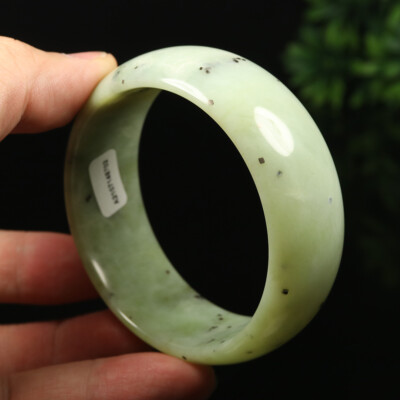 60mm Grade A Certified 100% Natural Black Green Xiu Jade Bangle Bracelet 17457