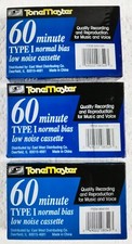 ToneMaster Type I Normal Bias Low Noise Audio Cassette 60 minute Blank - 3 Tapes