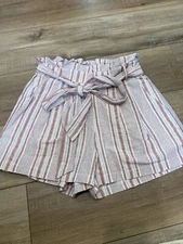 Grade & Gather Stripped Pink Cotton Shorts Size Small 