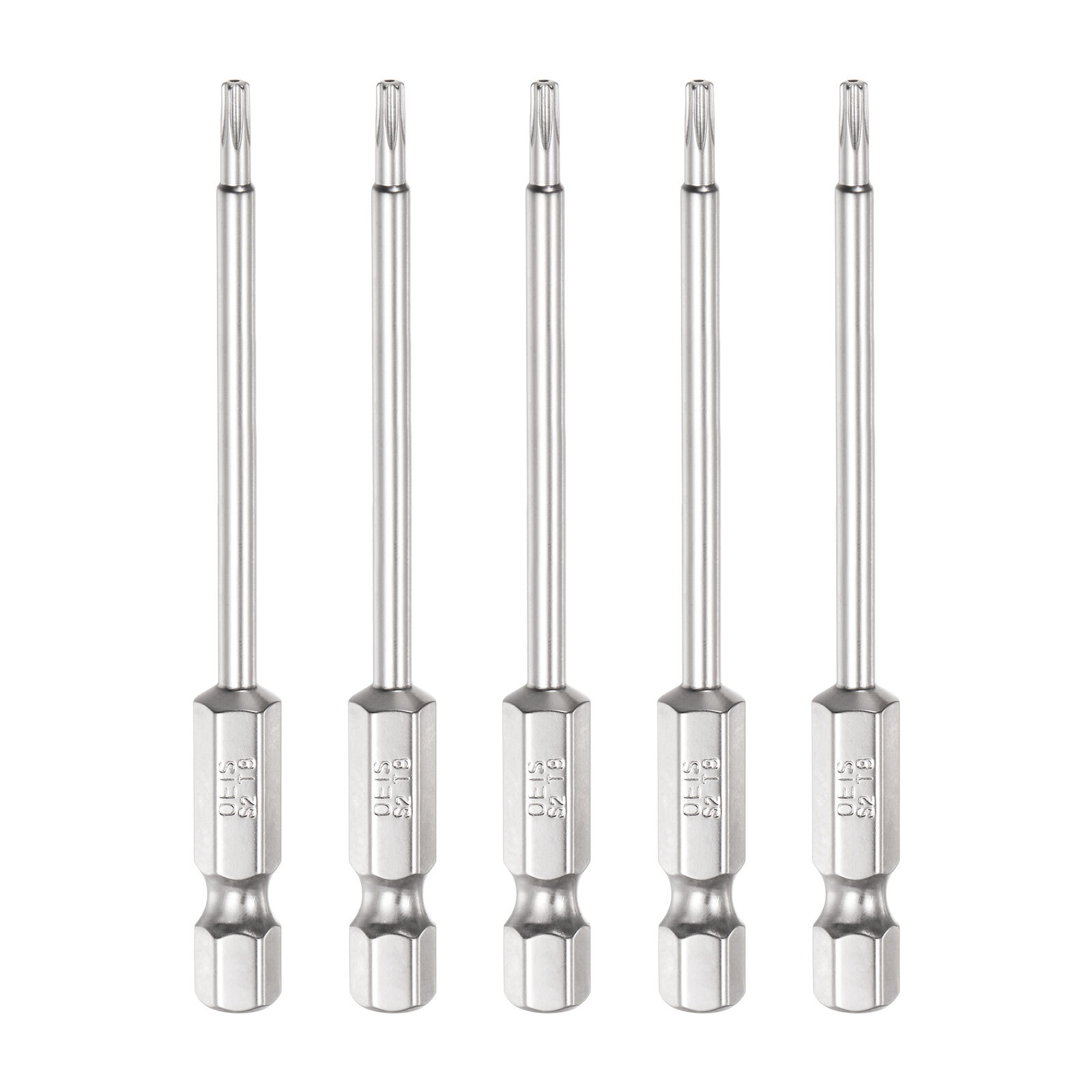5Pcs T8 Torx Star Drill Bits 1/4 Hex Shank 3 Inch S2 Steel