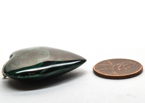 Colgante Corazón Malaquita Verde 85ct Bandas Piedra Mineral Brillante Natural Congo - Imagen 4 de 4
