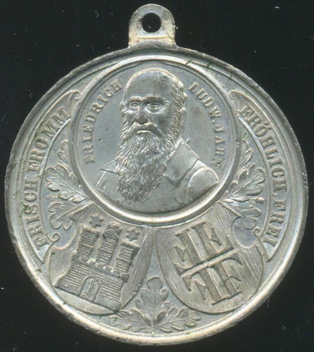 GERMAN GERMANY HAMBURG IX DEUSTCHES TURNFEST 1898 UNC PEWTER COMMEMORATIVE MEDAL - Picture 2 of 2