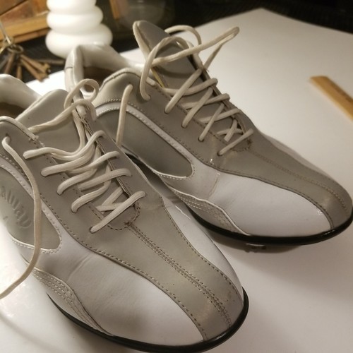 Women's Callaway Gray White Cleated Golf Shoe Size 6.5 clean used once - Picture 4 of 6