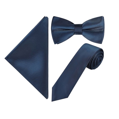 Pastel Navy Blue Tie pocket square Bow tie Hanky Wedding formal Prom Races - Picture 17 of 20
