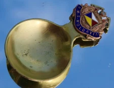 P&O LINE RMS MOLDAVIA SOLD ONBOARD FINE ENAMEL TEA CADDY SPOON C-1920