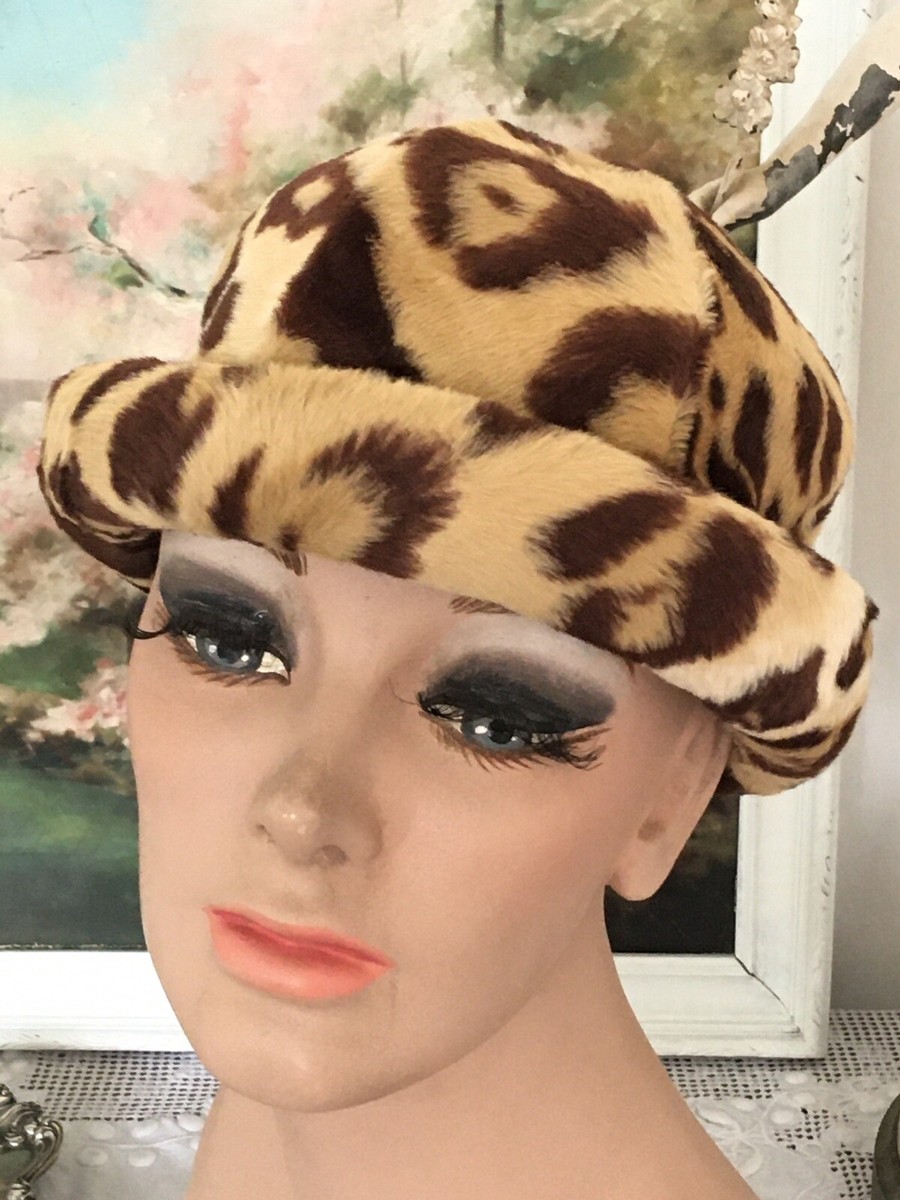 Mod Vintage ADOLPHO REALITIES Hat LEOPARD Hair MOHAIR Boutique NY - Main Image