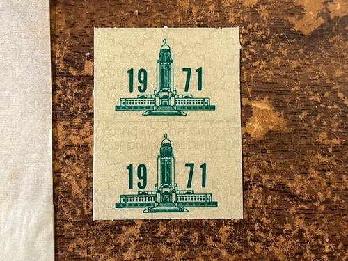 AUTHENTIC 1971 Nebraska License Plate Validation Stickers PAIR / SET - For 1969