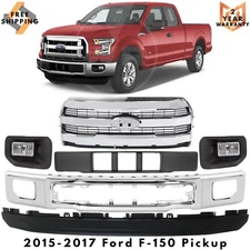 Front Bumper Face Bar & Grille Assembly Chrome Kit For 2015-2017 Ford F-150