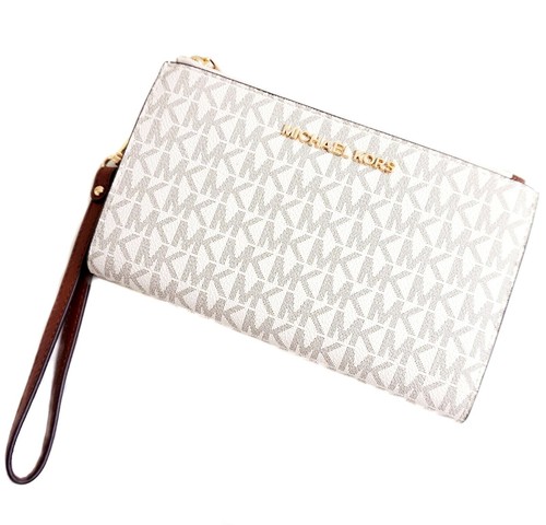 Porte-monnaie Michael Kors Jet Set Travel Double Zip Vanille Neuf - Photo 7 sur 12