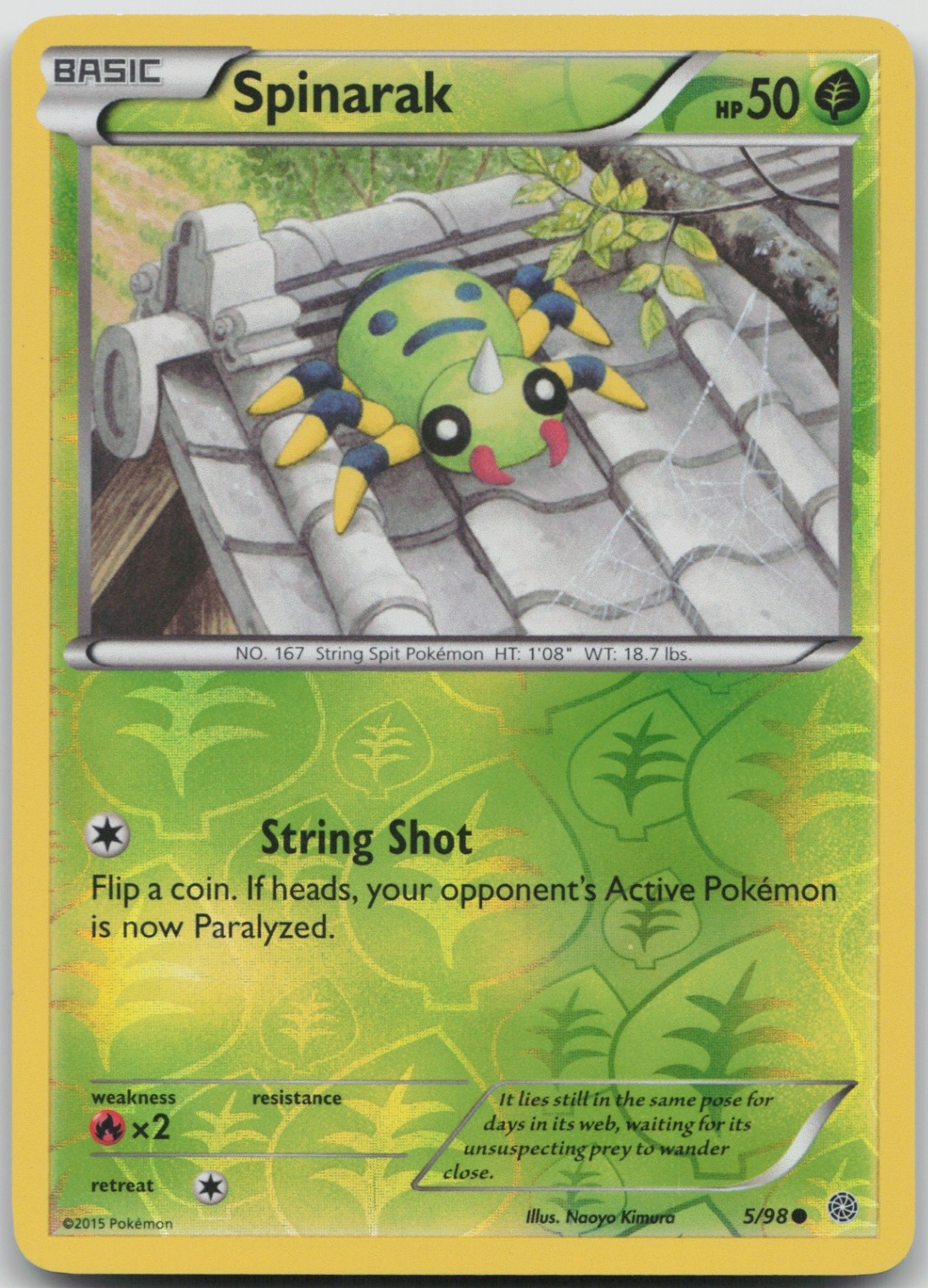 Spinarak 5/98 Common XY - Ancient Origins LP Reverse Holo