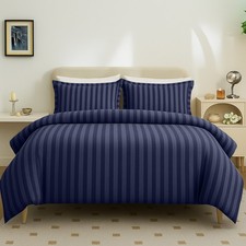 100% Egyptian Stripe Duvet Cover Luxury Bedding Quilt Set & Pillowcase All Sizes