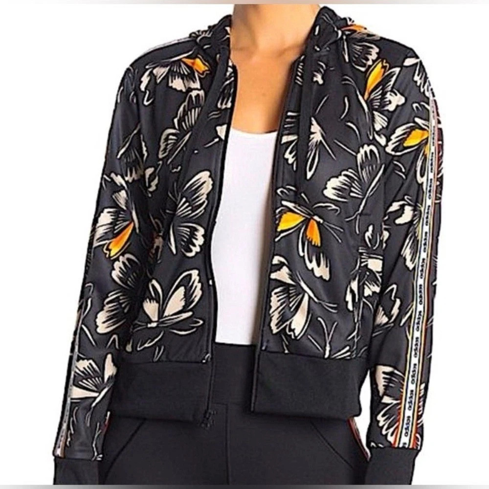 Adidas x Farm Rio Black Butterfly Full Zip Women's Track Jacket Size XL