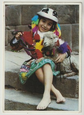Postkarte Cuzquena en traje de Canas Cusco Peru. 2000 versendet. 3 Scans