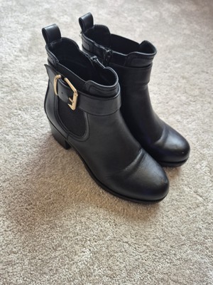 Deichmann Black Block Heel Ankle Boots Size 36 UK