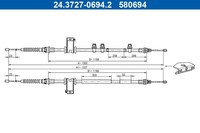 1X Ate 24.3727-0694.2 Seilzug Feststellbremse FüR Ford