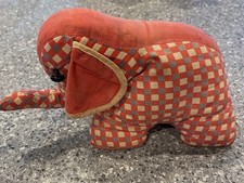 Vintage 1941 handmade Stuffed Elephant  First Toy  with bead eyes RARE See Pics