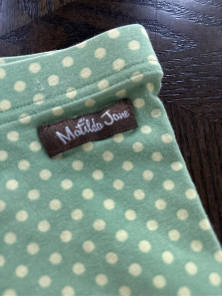 Matilda Jane Girls Size 4 Shorties Shorts Green Polka Dot EUC - Image 3 of 4