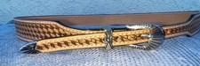 Western Leather Hatband BASKETWEAVE Stamped HAT BAND W/Buckle 1/2" Wide