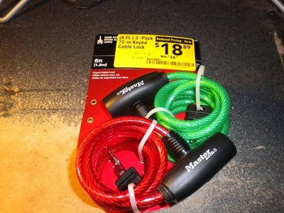 (2) 6ft Master Lock  Keyed Alike Cable Locks   New & Sealed  Free US Shipping
