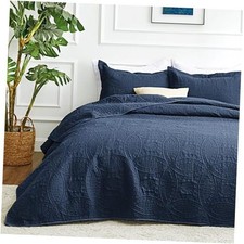 Oversized King Size Quilt Oversized King 120" x 120" Coin Pattern Navy
