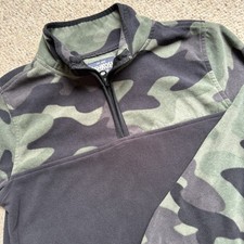 OshKosh B'Gosh Jacket Boy Quarter Zip Camo Fleece Pullover Lightweight Sz 14/14A