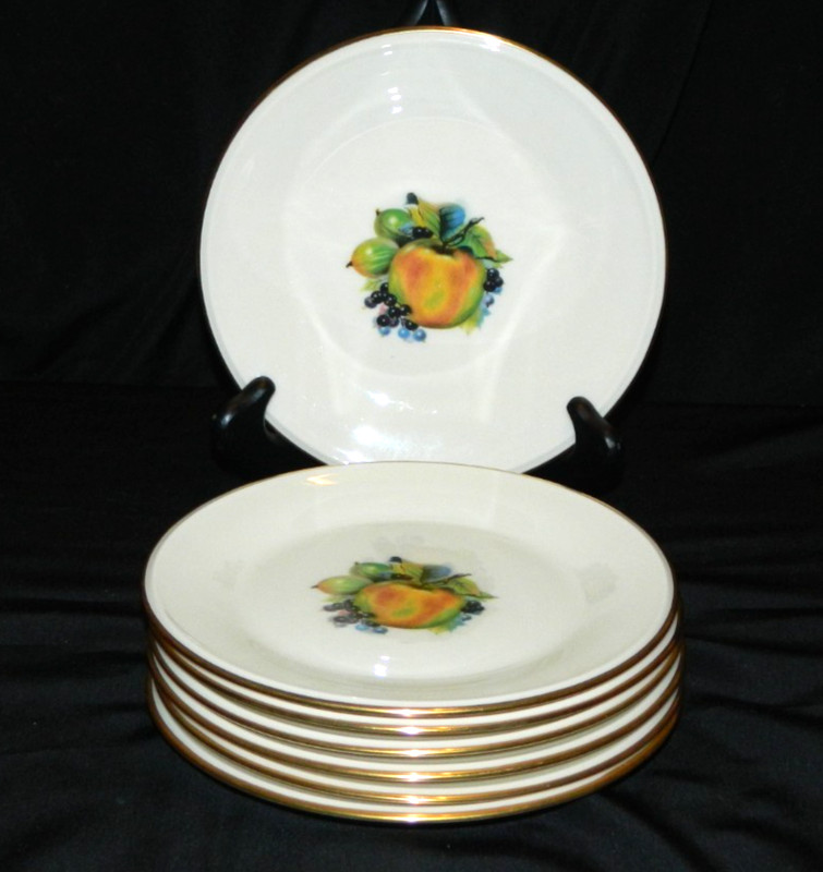 VINTAGE LENOX "FRUIT" SET OF 8 BREAD & BUTTER PLATES, SPECIAL, MINT COND
