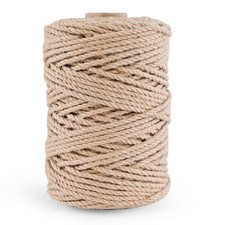 Natural Jute Twine 656ft 4mm,3Ply Twisted Thick Twine Rope Strong Jute String...