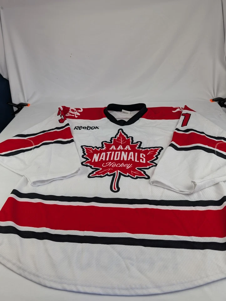 Jersey de hockey rojo blanco para hombre M Reebok AAA Ottawa Nationals #31 Foto 2 de 4
