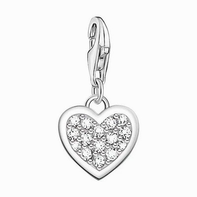 THOMAS SABO Charm Pendant Herz 925 Sterlingsilber weiße Steine .0967-051-14