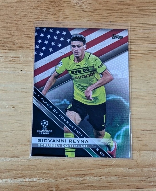 Giovanni Reyna Gio USMNT USA Flags of Foundation Topps UEFA Insert USA #FF-17