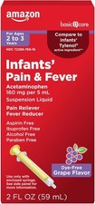 Amazon Basic Care Infants' Pain  Fever, Acetaminophen Liquid Grape Flavor