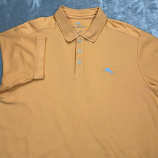 TOMMY BAHAMA Polo Shirt Mens Large Emfielder Golf Outdoor Supima Fishing Orange