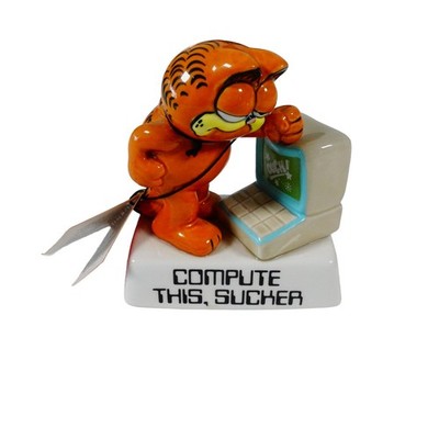 Garfield Compute This Sucker Vintage 1981 Enesco Figurine Complete w Box RARE