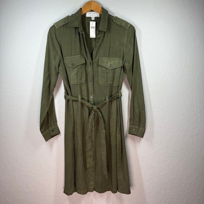 Anthropologie Cloth & Stone Green Cargo Style Button Front Dress Size S NEW