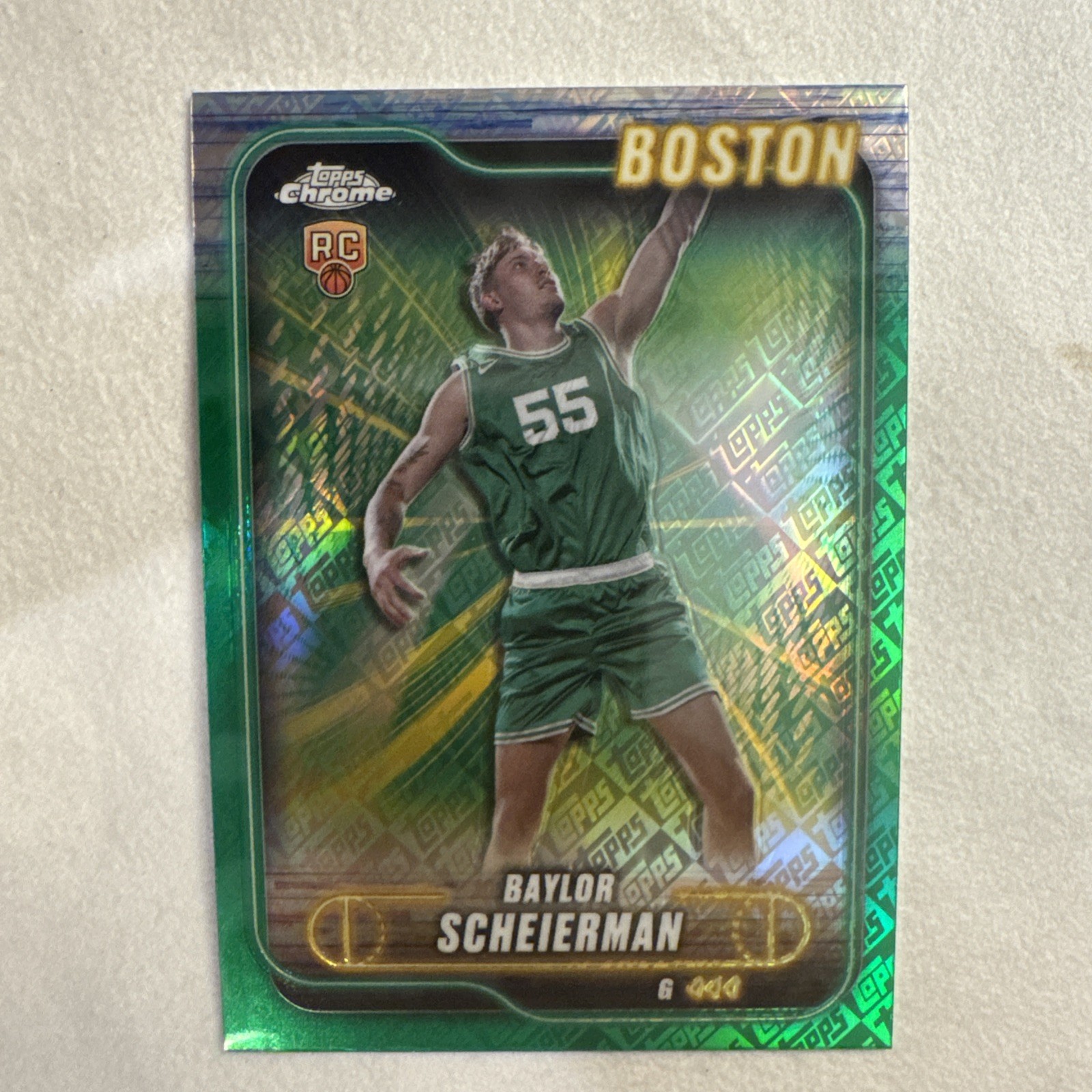 Baylor Scheierman 2024-25 Topps Chrome Basketball RC #143 Green Refractor