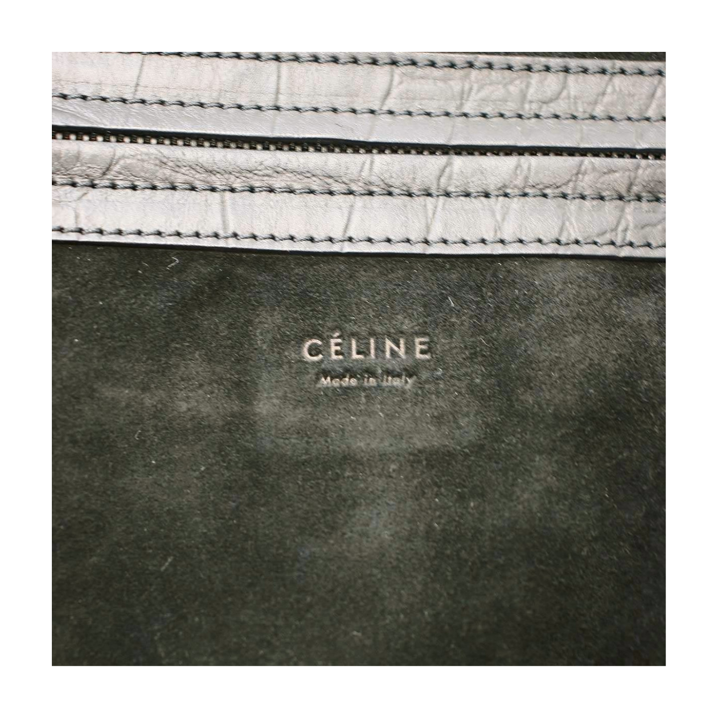 Croc CELINE Luggage Phantom Black Leather Tote Bag Handbag Medium Auth Japan image 10