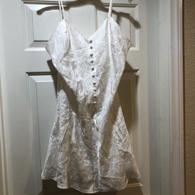 Adonna Chemise Slip Dress Nightgown Large Adj Ivory Floral Romantic Dainty New